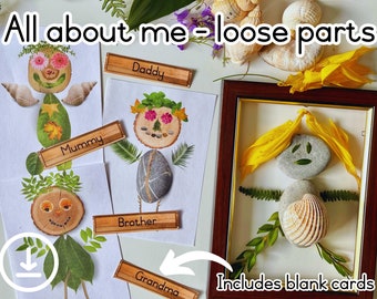 loose parts family, all about me cards, my family activity printable cards, who am I, reggio inspired my life and family