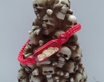Regulowana czerwona bransoletka Santa Muerte
