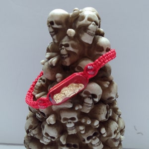 Santa Muerte adjustable red bracelet