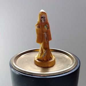 Santa Muerte yellow statue 3 inch.