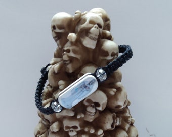 Bransoletka regulowana Santa Muerte w kolorze czarnym