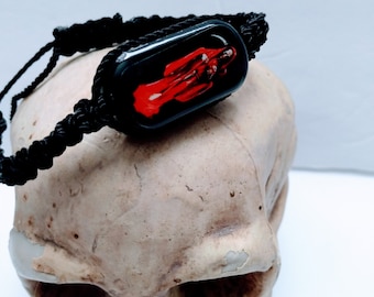 Czarna regulowana bransoletka Santa Muerte Pulsera