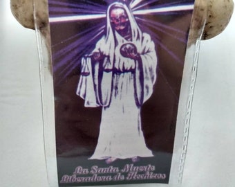Santa Muerte laminated prayer card La Santa Muerte liberadora de hechizos (spell releaser)