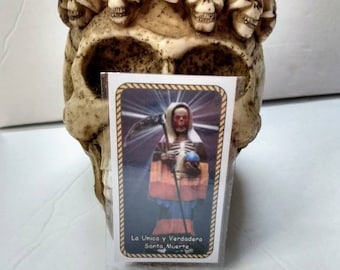 Santa Muerte laminated prayer card La Unica y verderada