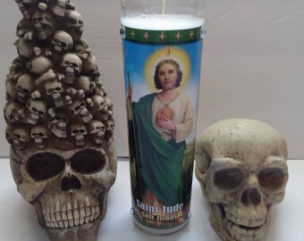 St Jude/San Judas white prayer candle preparada, prepared