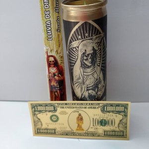 Santa Muerte Gold bundle offering package road opener abundance properity protection prepared *money drawing incense*