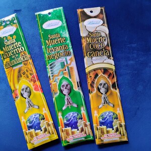 Santa Muerte incense with prayer on back