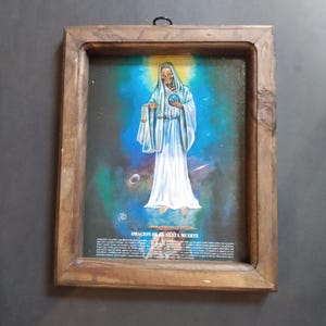 Santa muerte holy death White Blanca rustic frame