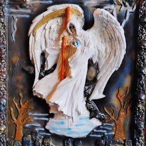Santa Muerte Holy Death cuardo frame hecho de Fibra de Vidrio y Resina high quality unique