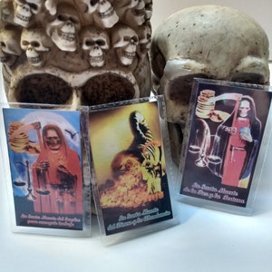 Tarjetas de oración laminadas de la Santa Muerte de 1,5 x 3 pulgadas