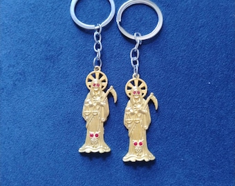 Santa Muerte Gold keychain