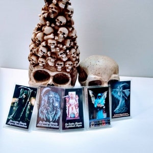 Cartão de oração laminado de Santa Muerte de 1,5 x 3 polegadas