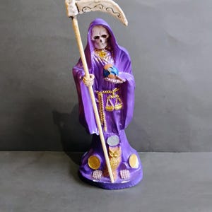 Santa muerte holy death 13 inch classic purple statue prepared
