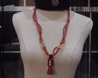 Santa muerte Holy death red necklace handcraft