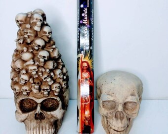 Incenso preto Santa Muerte, com oração na proteção da caixa