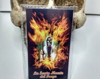 Laminated Santa Muerte Prayer Card - La Santa Muerte del Fuego