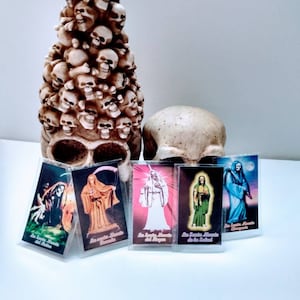 Cartão de oração laminado de Santa Muerte de 1,5 x 3 polegadas