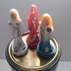 Santa Muerte 3 inch statue prepared amulet.