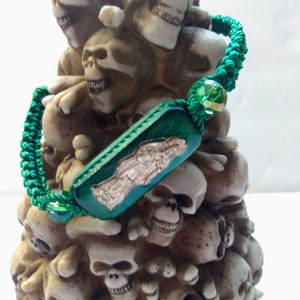 Groene verstelbare armband Santa Muerte
