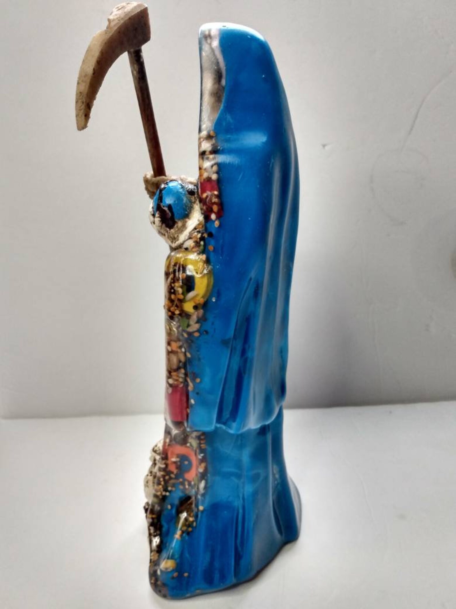 Blue Santa Muerte statue 12 inch pesado con ambar heavy with | Etsy
