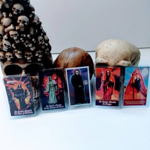 Santa Muerte gelamineerde gebedskaart 1,5x3 inch