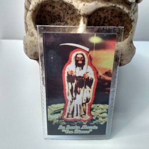 Laminated Santa Muerte prayer card. Santa Muerte ven dinero ,come money
