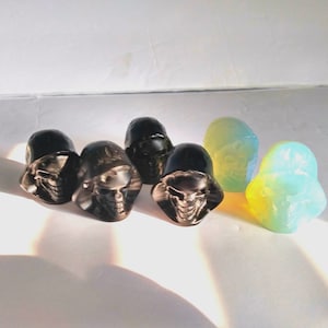 Santa muerte Holy death hooded skull obsidian opliite figure altar offerings