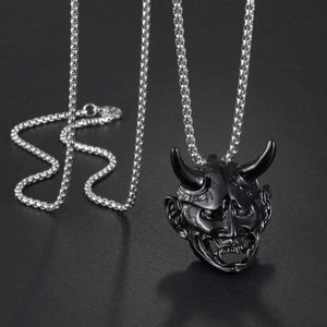 Devil Satan necklace black  on silver chain