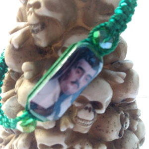 Jesus Malverde green adjustable bracelet