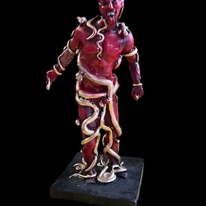 Templar Sabbatic Goat Baphomet Satan red gold 18"X10"/Devil/Evil/Statue Figurine Collectible Handmade Unique Statue/Snake