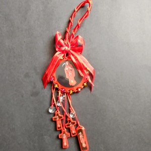 Santa Muerte Holy death Red wooden amulet