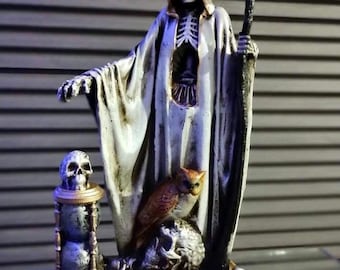 Santa muerte holy death skull base white statue