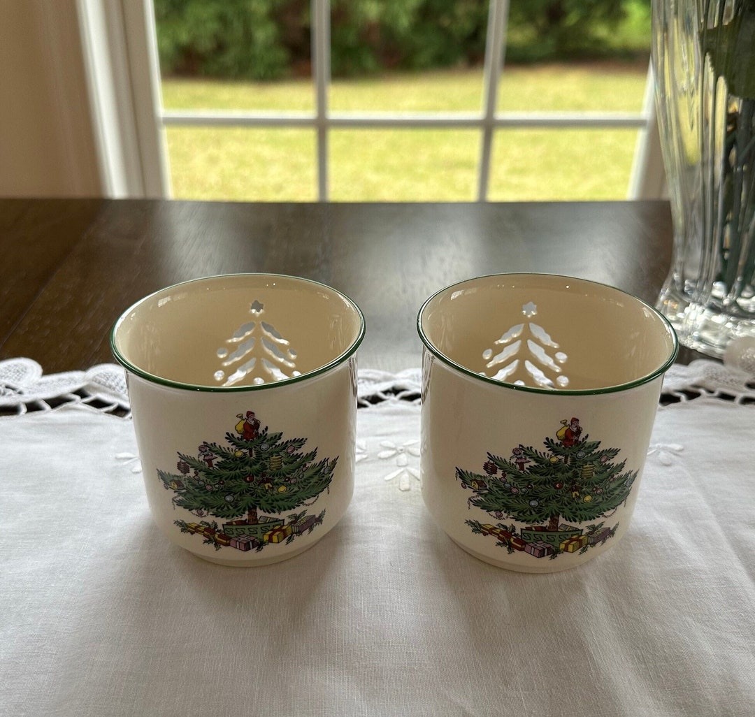 A Pair of Spode Christmas Tree Candle Holders Etsy