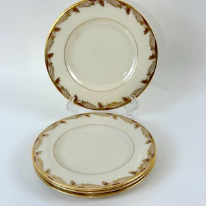 4 Lenox Essex Maroon Bread Plates