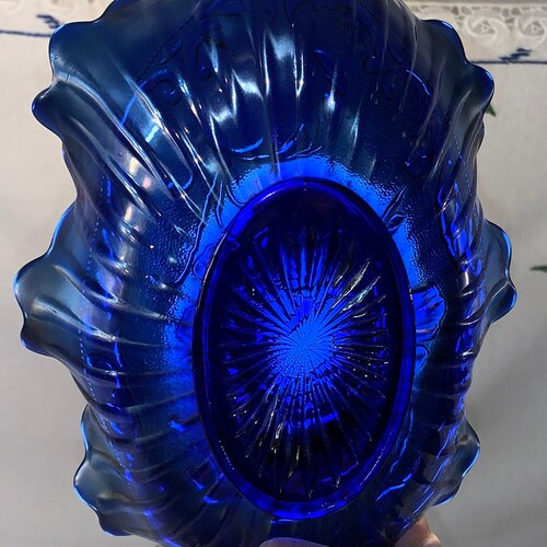 Northwood Carnival Glass Poppy shops Pattern Pickle Dish Blue