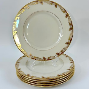 6 Lenox Essex Maroon Salad Plates