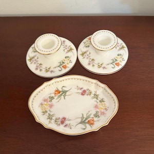 Wedgwood Mirabelle Candlesticks and Small Tray