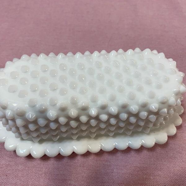 Fenton Hobnail Milk Glass Butter Dish