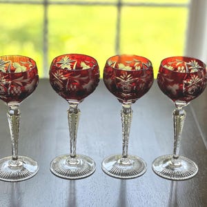 4 Nachtmann Traube Ruby Hock Wine Glasses