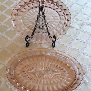 Jeanette Windsor Platter and Bowl Pink Depression Glass