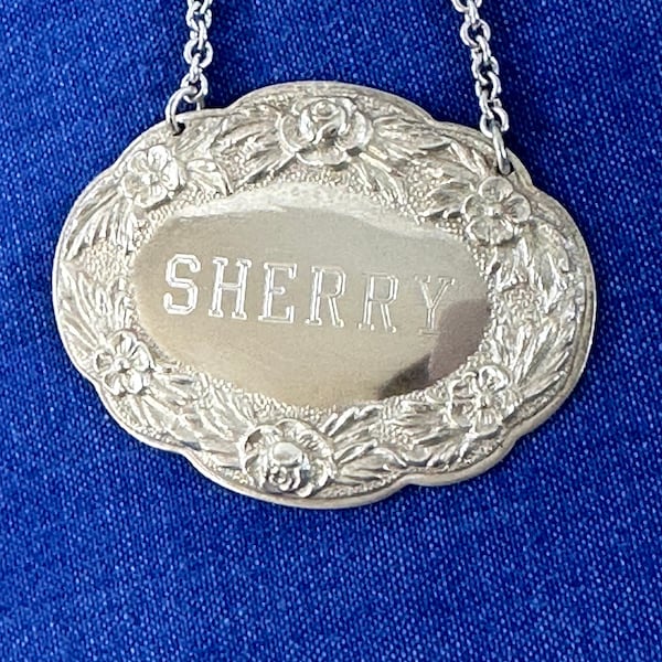 Sterling Silver Sherry Decanter Label