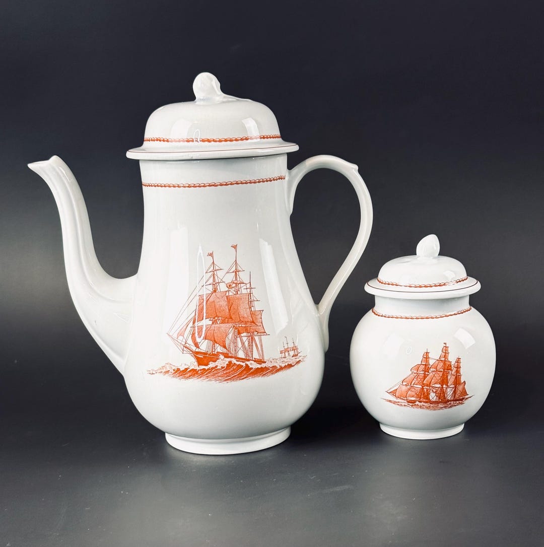 Wedgwood Flying Cloud Rust Teapot and Sugar Bowl - Etsy