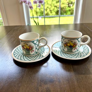 2 Villeroy and Boch Basket Demitasse Cups and Saucers
