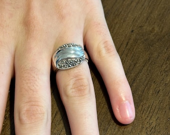 Vintage Sterling Silver Marcasite Statement Ring