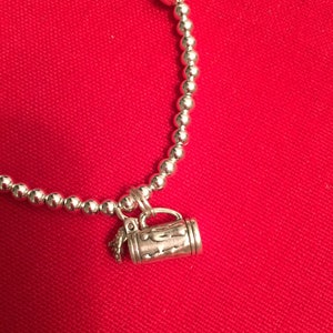 Sterling Silver Beer Stein Beaded Bracelet