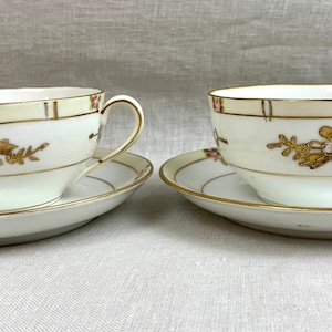 A Pair of Antique Noritake Teacups and Saucers