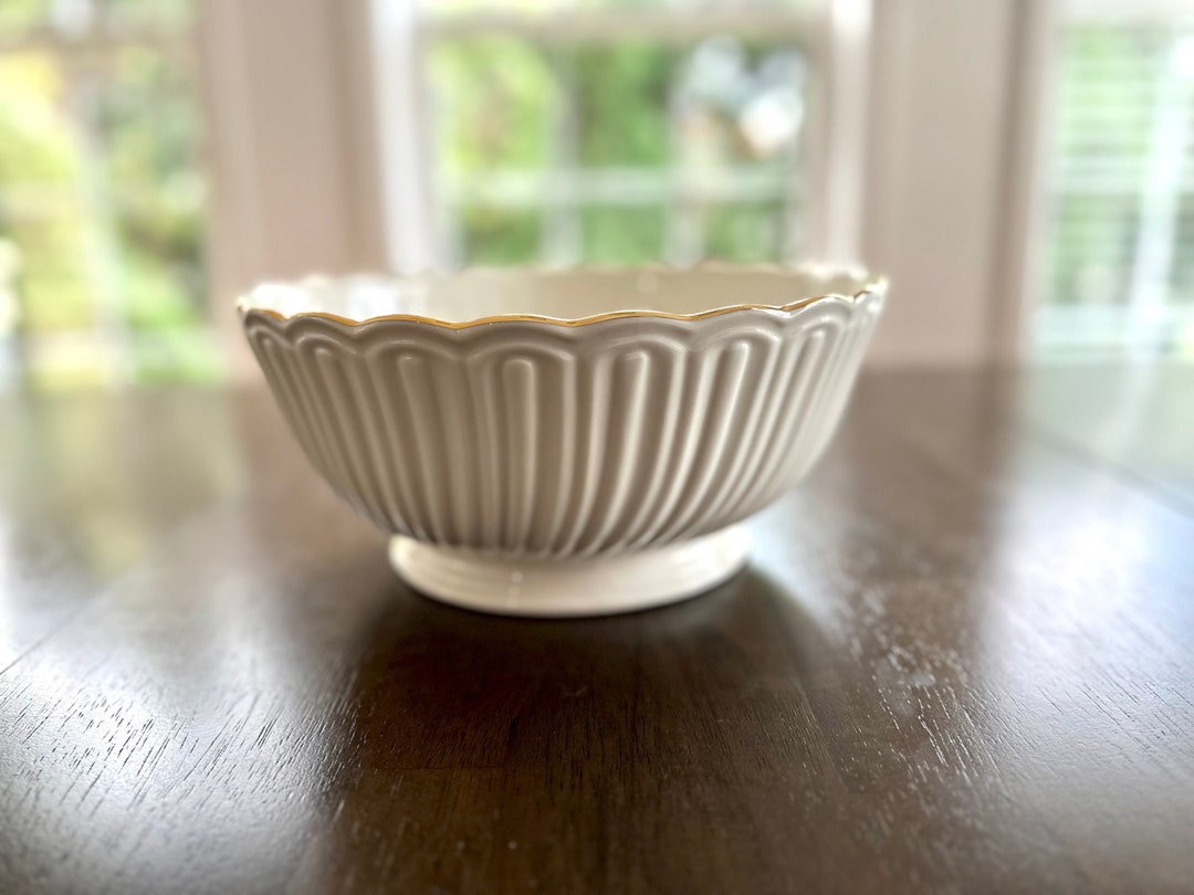 Large Lenox Ivory and Gold Salad Bowl/ Serving Bowl Etsy