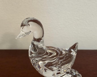 A Tall Waterford Crystal Duck Paperweight