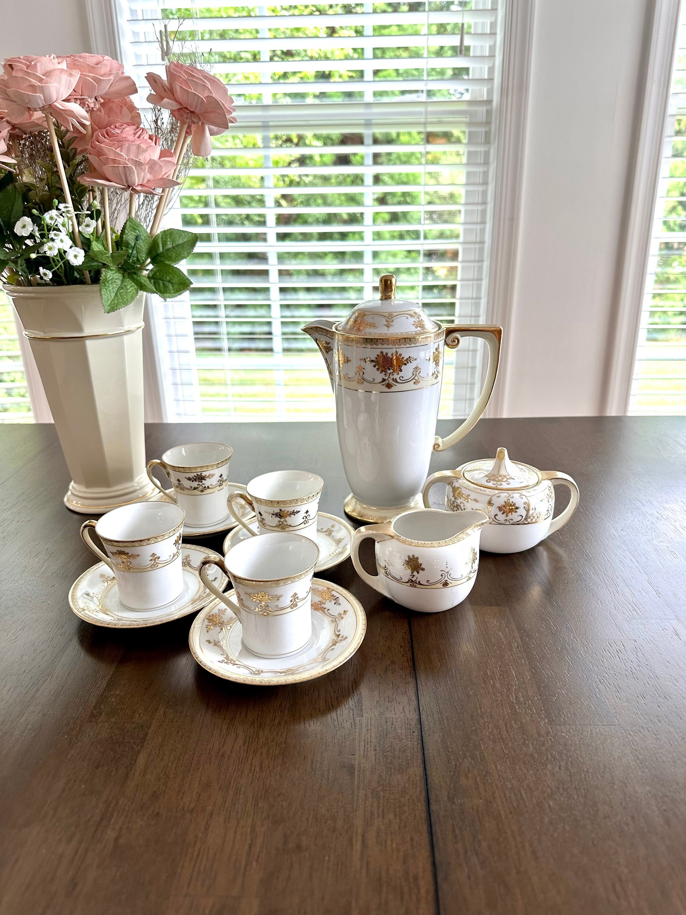 Antique Nippon Hot Chocolate Pot and Matching Cups - Set of 4 - Handpa – In  The Vintage Kitchen Shop