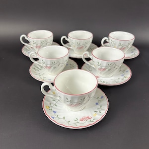 Six Tea Cups and Saucers by Johnson Brothers “Summer Chintz” Pattern